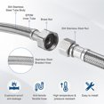 thumbnail image 2 of Conector de manguera de grifo Uxcell de 2 paquetes de 20 pulgadas, conector de rosca hembra 9/16" x G1/2 para baño [Color S/S], 2 of 6