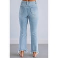 thumbnail image 6 of Women'S Jeans High Waisted Pants Summer Fashion Straight Leg Raw Hem Denim Pants Light Blue M, 6 of 7