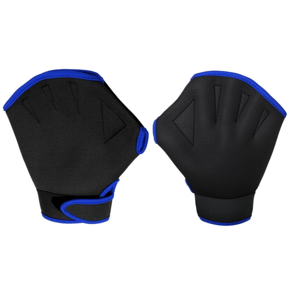 Uxcell Webbed Swimming Gloves Swim Gloves Aquatic Fitness Aerobics Gloves Black/Blue 1 Pair, L