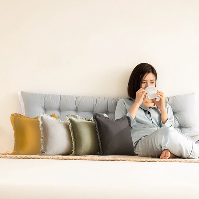 Xihbxyly Fundas de Cojín de Lino con Flecos, Diseño Bohemio con Borlas, Tela de Algodón Suave y Transpirable, Elegante Decoración para El Hogar, Sofá Cama o Sala de Estar, Uso Versátil, Juego de 2, 4