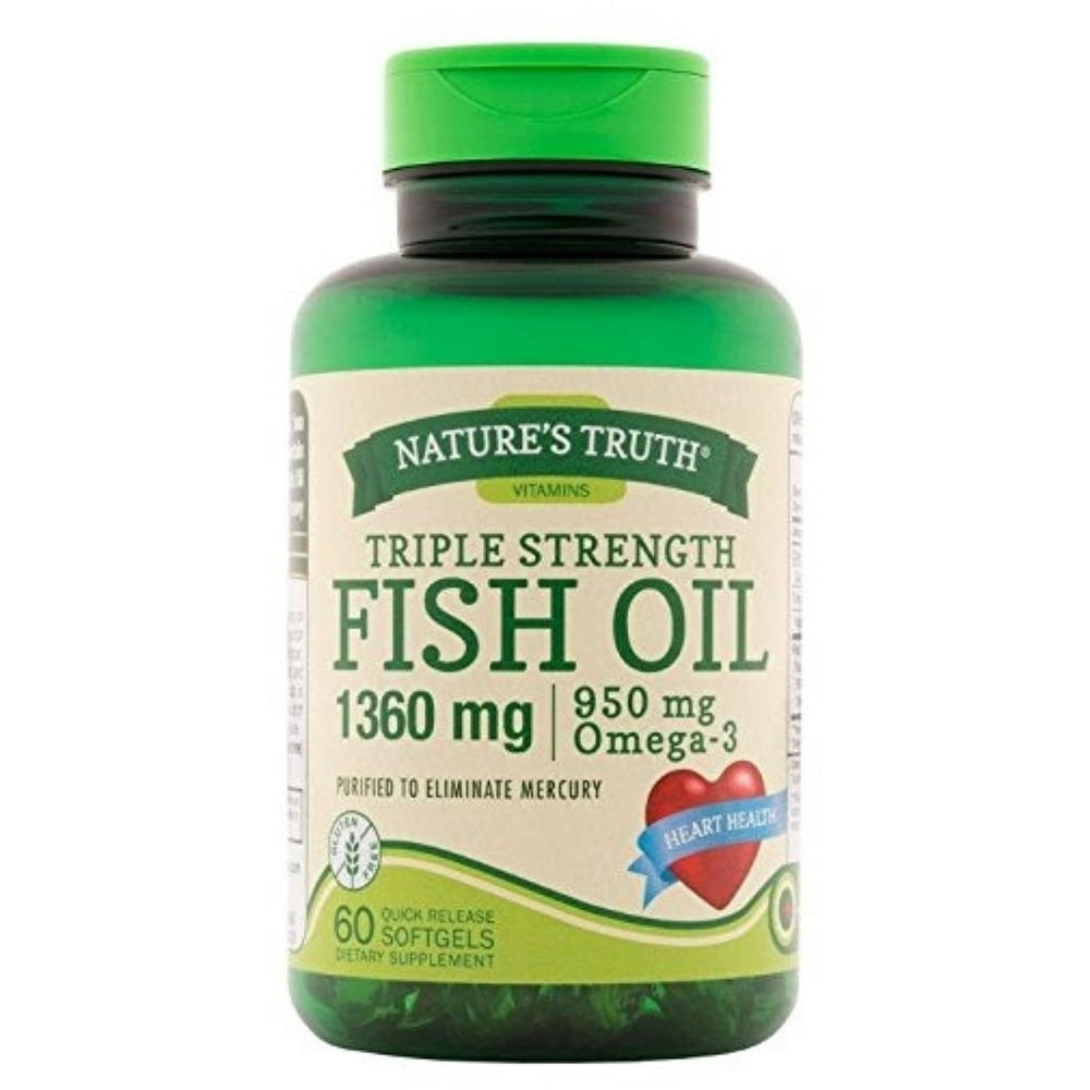 2 Pack Nature's Truth Triple Strength Fish Oil 1360 mg Capsules, 60