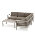 thumbnail image 4 of Noble House Cape 7-Seater Aluminum Estate Collection with Fire Pit in Khaki Gray, 4 of 9