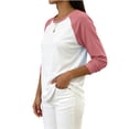 thumbnail image 7 of hoksml Women's Color Block Raglan Long Sleeve T Shirt, Loose Casual Crew Neck Top with Curved Hem, 7 of 7