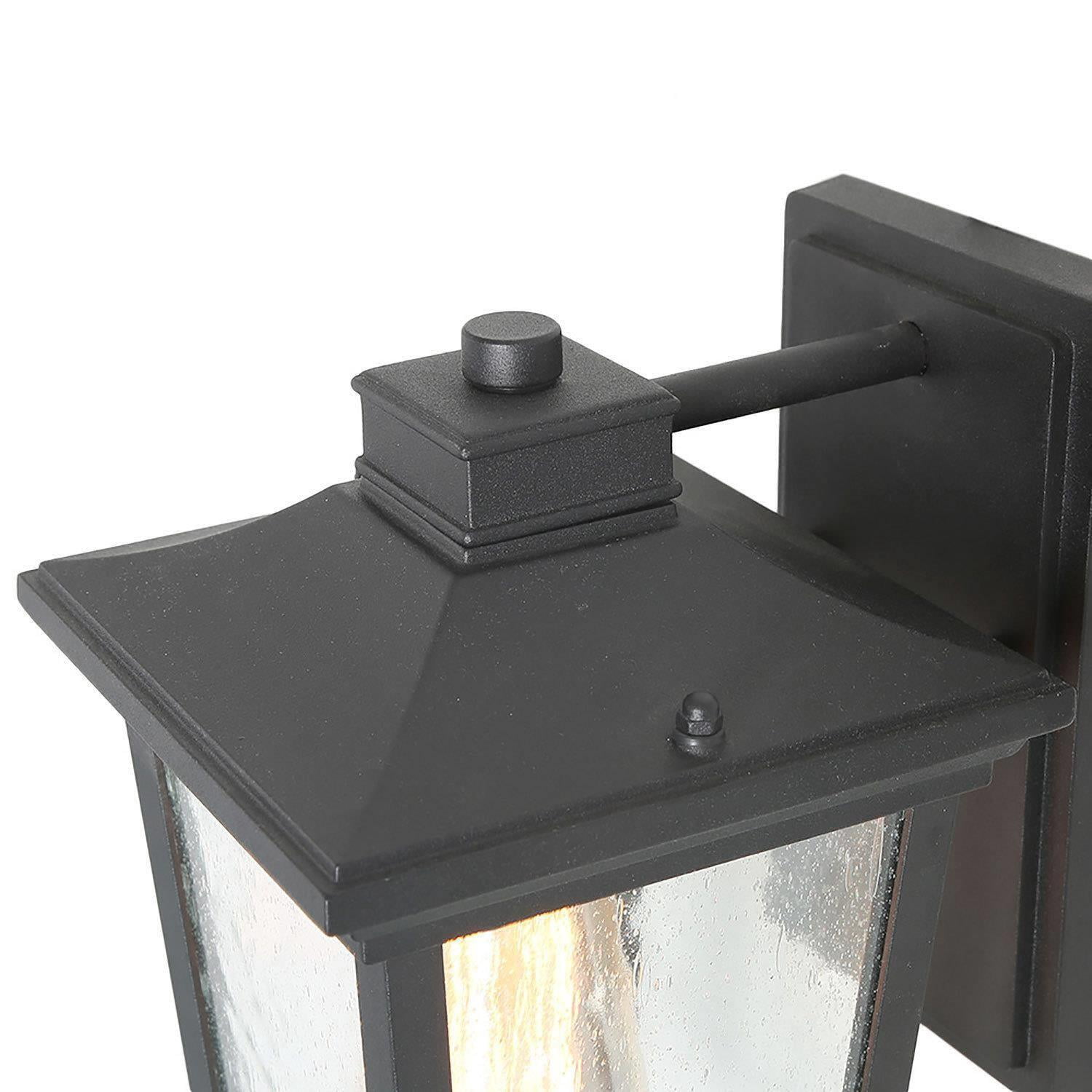 LNC Jusiz 11-in H Black and Seeded Glass Medium Base (E-26) Outdoor Wall Light,11"H