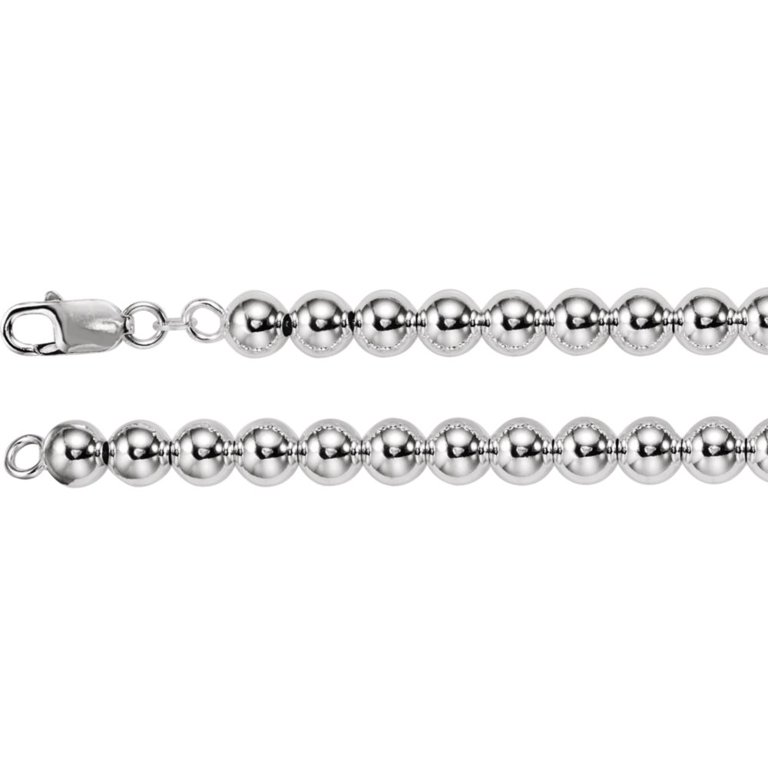 925 Sterling Silver Beaded Ball Necklace 8mm