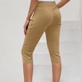 thumbnail image 5 of Audhol Capri Pants for Women, Pants for Women Elastic Waisted Summer Yoga Work Cropped Trousers with Pockets Womens Yoga Pants Khaki 2XL, 5 of 7
