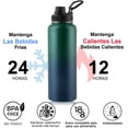 thumbnail image 4 of Termo de Acero Inoxidable para Agua Fría y 2 Tapas - Botella Térmica Metálica con Doble Pared para Mantener el Frío Gimnasio, Deportes y Oficina (Azul-Verde, 1.2 Litros), 4 of 4