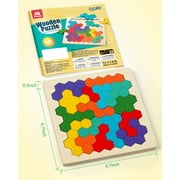 Coogam Wooden Tangram Puzzle, Jigsaw Brain Teasers 3D Logic IQ Game Geometric Blocks Montessori STEM Educational Toys
