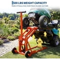 thumbnail image 6 of Garvee Lawn Mower Lift Jack 550 Lbs Capacity, Adjustable Width and Height, Zero Turn Mower Lift with 2pcs 3.3ft Straps, Safety Lock, for Tractors, ATVs, UTVs, Orange, 6 of 8