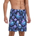 thumbnail image 2 of Fotbe Skull blue crystal flower Pantalones Cortos de Pijama para Hombre, Ropa de Dormir, Pantalones de Pijama Cortos para Hombre-Small, 2 of 6