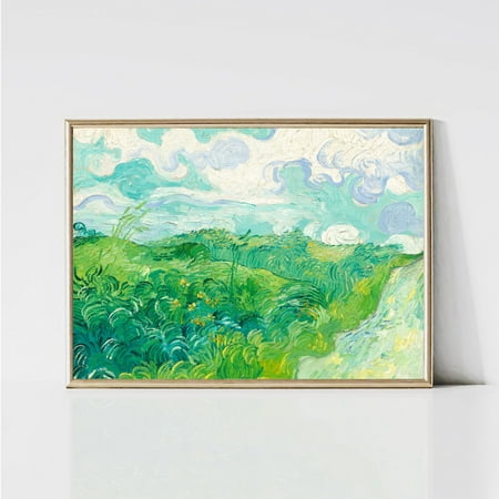 Vincent Van Gogh Green Wheat Field Impressionist Painting Landscape Print Green Print UNFRAMED PAPER POSTER Home Decor Vintage Gift Living Room Dercor