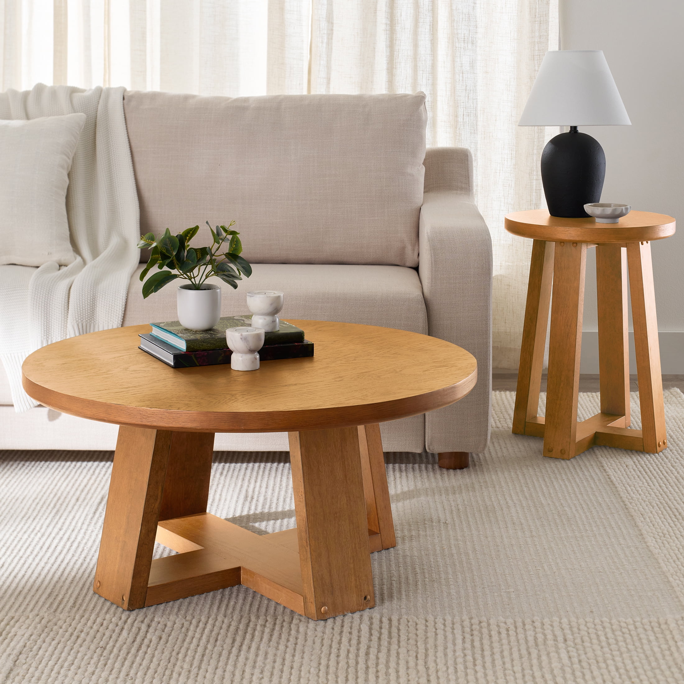 Better Homes & Gardens Ezra End Table, Light Honey Finish