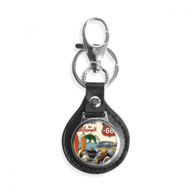 colorful classic cars beach pattern key link chain keyholder finder hook metal