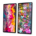 thumbnail image 3 of Designart "Expressionnisme Abstrait Rétro d'Été" Peinture Abstraite Encadrée Ensemble d'Art Mural de 2 - Ensemble d'Art Mural Encadré Moderne Rose de 2, 3 of 6