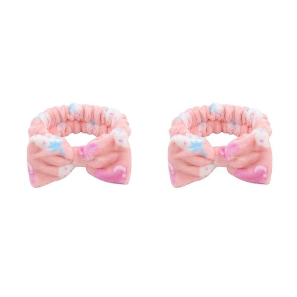 Qarigey Diadema con lazo, envoltura de franela elástica, accesorios para el cabello, diadema para de cara, maquillaje, Yoga, correr, rosa, fresa fresa rosa 2piezas Qarigey CBP380377