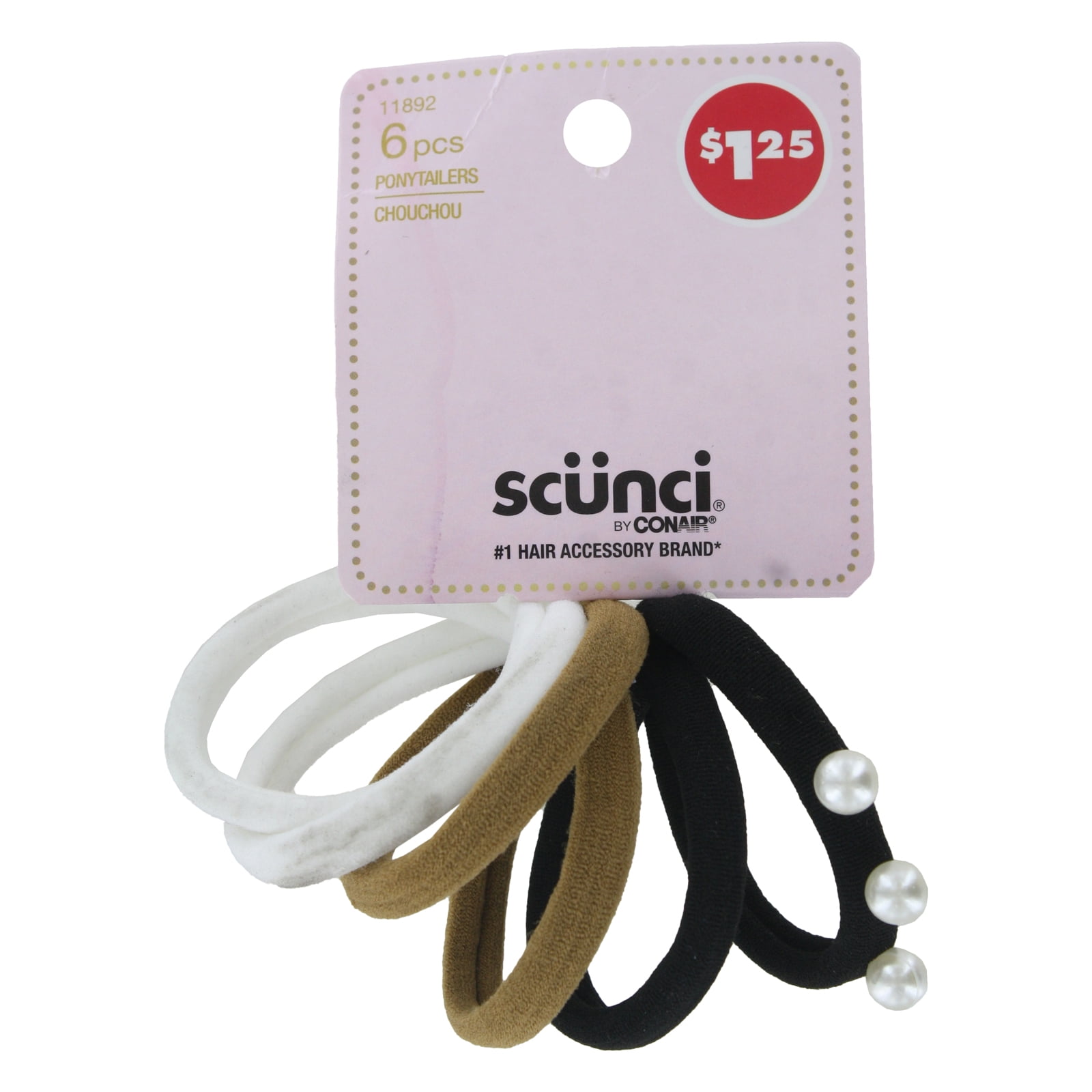 (5 pack) Scunci Hair Tie Ponytailers, Assorted Colors, 6-Pieces