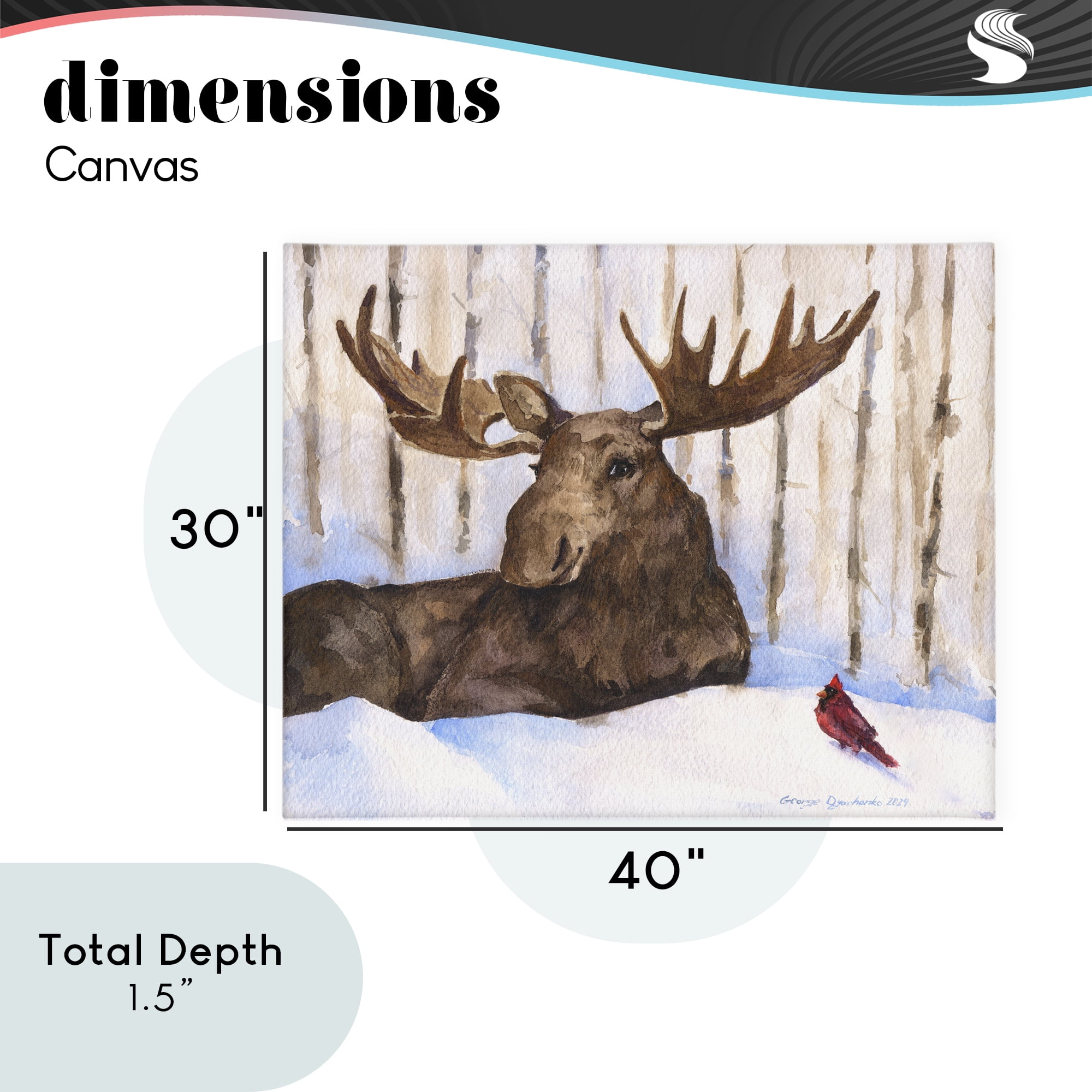 Stupell Industries Moose & Red Cardinal Canvas Wall Art, design by George Dyachenko
