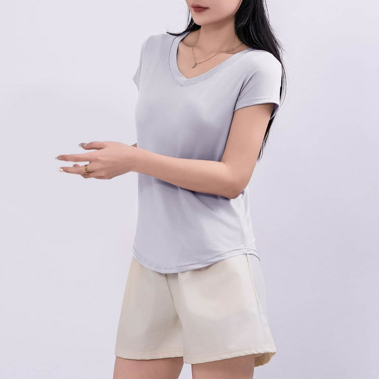 Wyobmus Women Basic T Shirt Casual Short Sleeve Basic Going Out