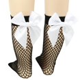 thumbnail image 2 of Chaussettes Résille pour Femmes Maille Genou Chaussettes Hautes Bas de Mode avec Noeud en Satin, 2 of 7