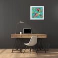 thumbnail image 3 of Loreth, Lanie 12x12 White Modern Wood Framed Museum Art Print Titled - Floral Party On Teal, 3 of 4