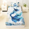 thumbnail image 3 of Castle Fairy Dreamy Watercolor Mermaid Print Twin Sheets 3pcs,Coral Jellyfish Pastel Sea Layout Bedding,Sky Lavender,1 Fitted Sheet,1 Flat Sheet and 1 Pillowcase, 3 of 6