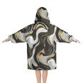 thumbnail image 2 of Black White Gold Marble Pattern Blanket Hoodies for Kids 6-13YR Oversize Wearable Blanket Hoodies for Boys Girls Teens, 2 of 7