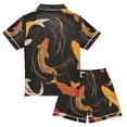 thumbnail image 2 of FORMRS Kids Short Sleeve Top and Pants Pajama Set Unisex Satin 2-Piece Sleepwear, Sizes 5-6Y, Black Fish Pattern, 2 of 8