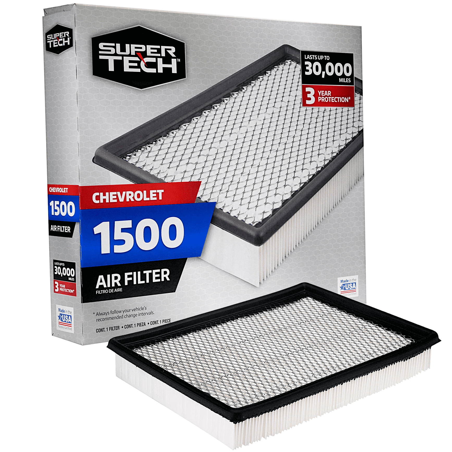SuperTech 1500 Engine Air Filter, Replacement Filter for GM or Chevrolet