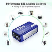EBL 9V Alkaline Battery - Long Lasting 9 Volt Battery for Smoke Alarms, Electronic Toys and More - Pack of 8