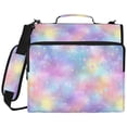 thumbnail image 2 of Zipper Binder with Shoulder Strap 2 inch 3 Ring Waterproof File Folder Organizer Bag 500 Sheet Pastel Colors Stars Pattern, 2 of 8