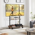 thumbnail image 2 of RTVR Support Télé Universel Roulant avec Roues pour Téléviseurs de 40 à 86 Po, Capacité de 150 Lb et Tablette Multimédia en Bois, Brun, 2 of 8