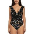 thumbnail image 2 of Yiaed Butterfly1 Print Women's Ruffled One Piece Swimsuit V Neck Swimwear Slimming Monokini for Woman-XX-Large, 2 of 8