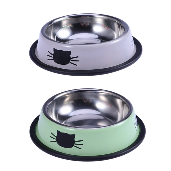 BlinkLLX Rustproof Habitat Mounted Stainless Steel Food & Water Bowl with 2Pc Stainless Steel Cat Bowl for Pets, Gray Printed