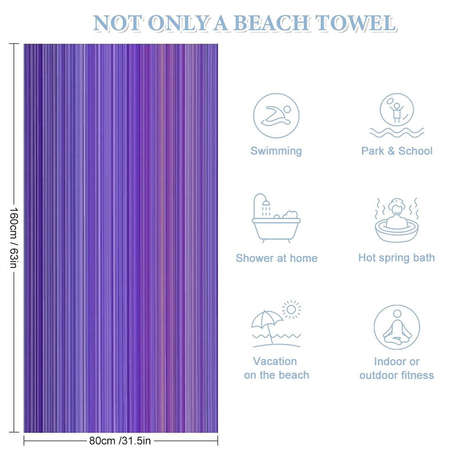3D Abstract Lines Oversized -Washed Lightweight Quick Dry Beach Towels - 32"x63"