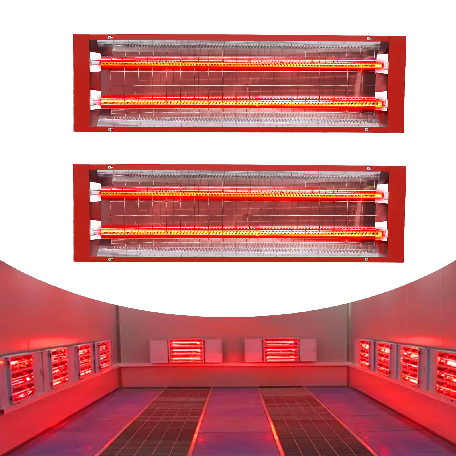 2Pcs Infrared Paint Curing Baking Lamp, Heat Lamp Paint Booth Heater Light 2000W 110V