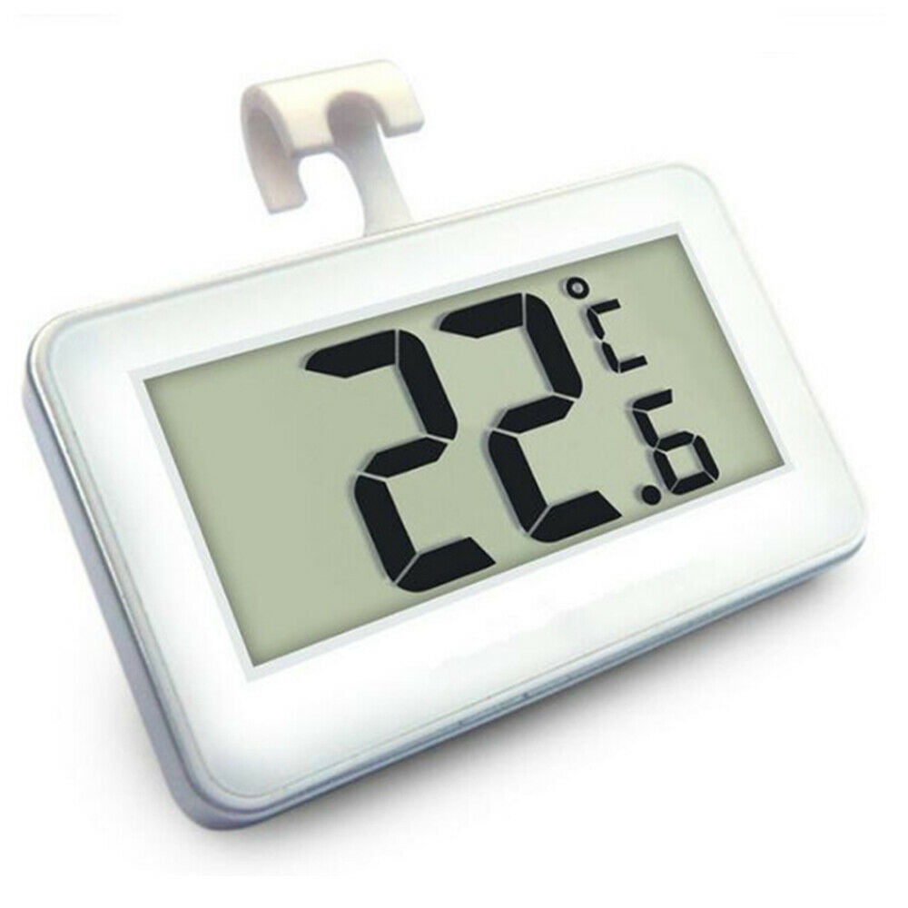 White Digital LCD Electronic Fridge Freezer Room Thermometer with Magnet Hook 