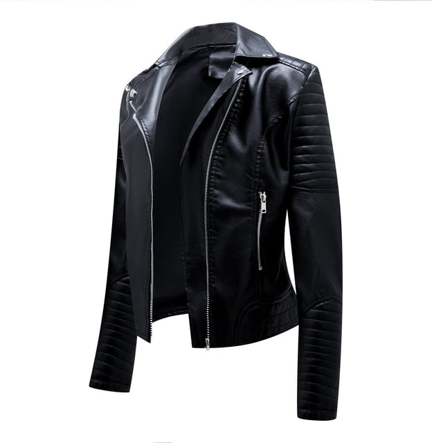 Chaquetas de Cuero Para Mujer, Abrigos, Abrigos Cálidos de Manga Larga, Parkas Finas de Invierno, Abrigo Sin Capucha de Imitación Odeerbi ODB173069