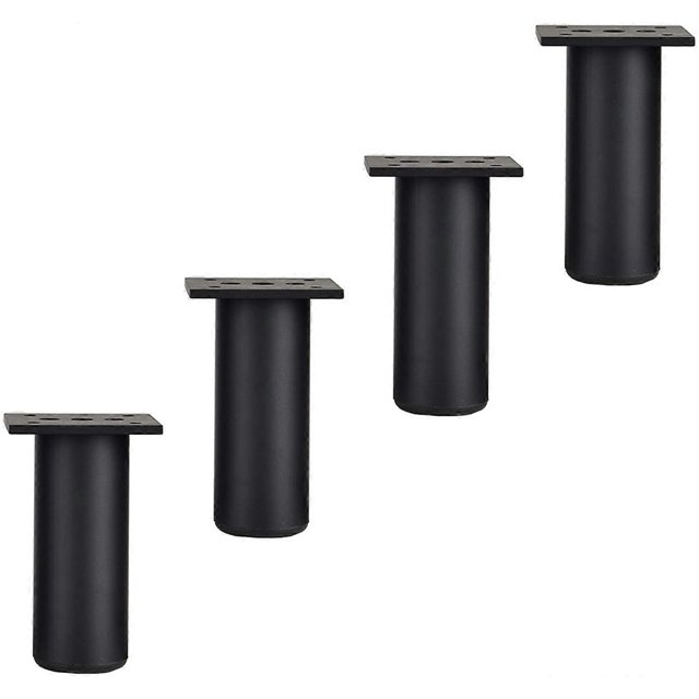 ZHAOCHENG Patas para muebles X4, patas de soporte ajustables para sofá, patas de metal para cama o mueble de TV, resistentes al desgaste, con tornillos, color negro, 10 cm