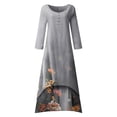 thumbnail image 4 of Robe d'Été Maxi Manches Demi-Cou Décontractée Longue Plage Boutons Robe Grande Taille Boho Robe Robe Longue Ruchée Fluide pour les Femmes, 4 of 6