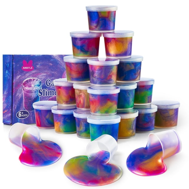 Paquete de 24 regalos para fiestas de Slime Ankyle Galaxy para niños, elásticos y no pegajosos