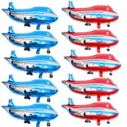 Worgeous 10pcs Airplane Balloon Decor Foil Balloon Toy for Kids Party Gathering Blue 5 Pcs Red 5pcs