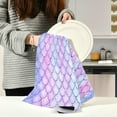 thumbnail image 5 of GZHJMY Pink Blue Mermaid Scales Kitchen Dish Towel Set, Drying Kitchen Towels Tea Towels Gift Set for Drying Cleaning Cooking Baking 4Pcs, 5 of 6