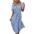 thumbnail image 4 of ITFABS Women's Button Midi Dress, Short Sleeve Floral Print Shirt Dress, 4 of 9