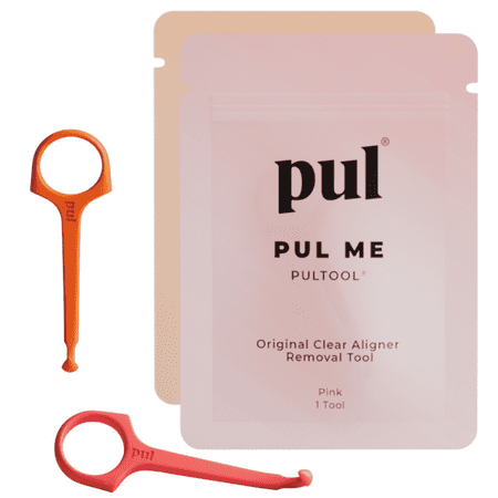 PUL Clear Aligner Removal Tool, Compatible with Removable Braces, Retainers & Trays, Pink/Orange, 2 Pack