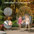 thumbnail image 3 of Dextrus Egg Chair, 385lbs Capacity Large Wicker Outdoor Indoor Egg Chairs with Stand Cushion Egg Basket Chair - Grey, 3 of 6