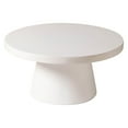 thumbnail image 6 of LeisureMod Modern Minimalist Side Table with Pedestal Base Round Fiberstone Accent Table for Home, Living Room, and Outdoor Dune Series in White, 6 of 12