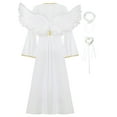 thumbnail image 4 of Aislor 4Pcs Angel Costume Outfits for Girls Princess Dress with Feather Wings Hairband Sticks Set Fancy Dress up White 14, 4 of 7
