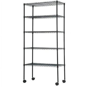 BestOffice 14"W x 30"D x60"H-Shelf Adjustable Standing Garage Shelves Shelving Unit with Wheels, Black
