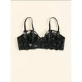 thumbnail image 3 of Women's Sexy Lace Bra Underwire Balconette Unlined Demi Sheer Plus Size（Black,42D), 3 of 5