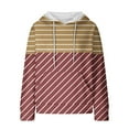 thumbnail image 5 of DeHolifer Sweatshirts for Women Waffle Drawstring Strip Print Long Sleeve Hoodies Sweatshirts with Pocket Brown 2XL, 5 of 6